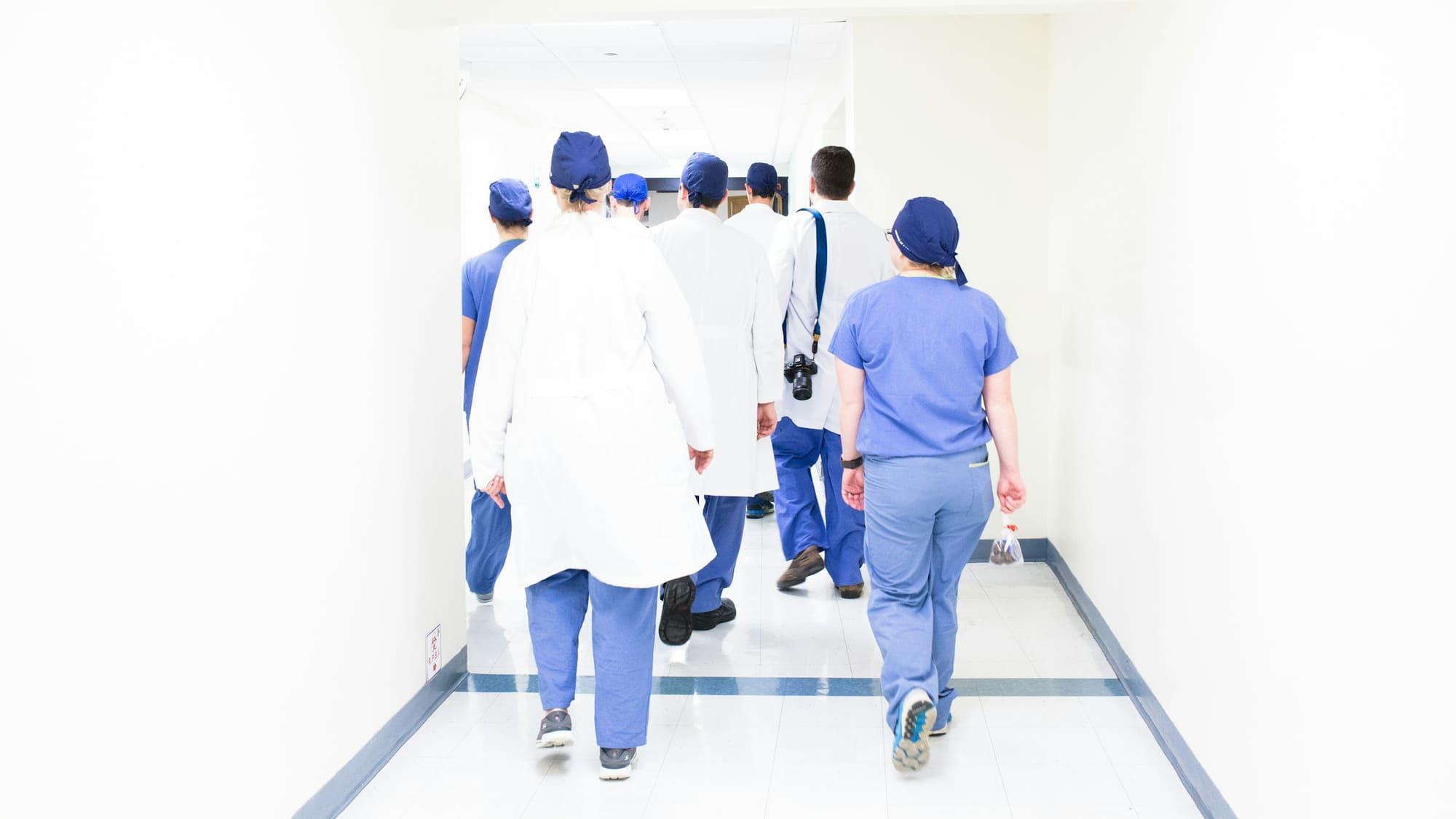 Team of medical professionals in a modern hospital setting